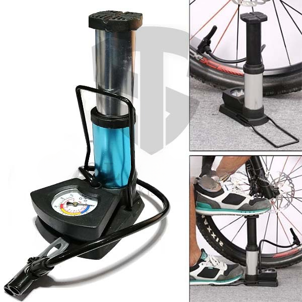 Foot And Hand Air Pump With Air Pressure Gauge – Fast Portable Car Bike And Cycle