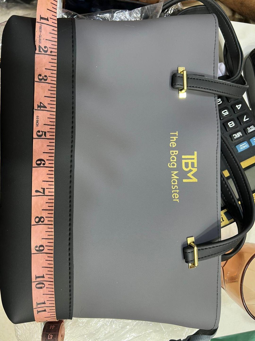 Stylish Girl's Black Rexine Handbag set-3 pcs