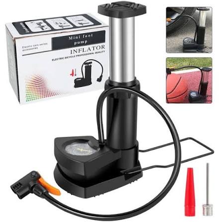 Single Cylinder Foot Air Pump with Pressure Gauge  – Heavy Duty Tyre Inflator for Bikes, Cars & Motorcycles